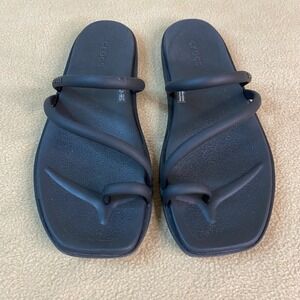 Crocs Miami Toe Loop Women's Sandals Black Square Toe Beach Flip Flop  Sz 7 EUC